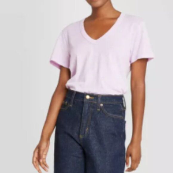 Universal Thread Purple Tee Womens Small Short Sleeve V-Neck Lounge Summer Basic - Picture 4 of 6